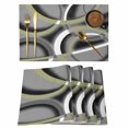 thumbnail image 1 of Sage Green Geometric Placemats Set of 6, Grey Retro Abstract Striped Art Placemats for Dining Table, Place Mats for Kitchen Tabletop, Waterproof Wipeable Dining Table Mats Set, 1 of 9