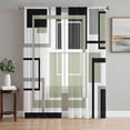 thumbnail image 1 of Sage Green Geometric Sheer Curtains 63 Inch Length 2 Panels Set, Black Gray Abstract Striped Art Voile Window Treatment Rod Pocket Curtains Sheers Drapes for Bedroom/Living Room/Kitchen 52x"63"x2, 1 of 7