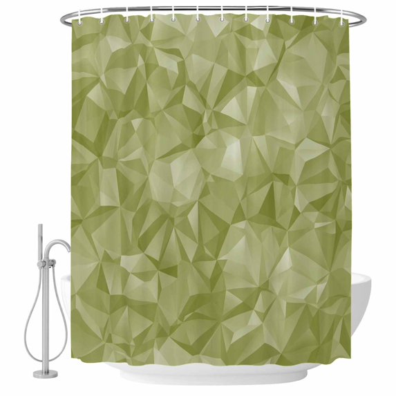 Sage Green Geometric Shower Curtain, Waterproof Shower Curtains for Bathroom, Modern Stereotypic Abstract Art Washable Fabric Bathtub Curtain Set Bath Decor with 12 Hooks Stall 36"x72"