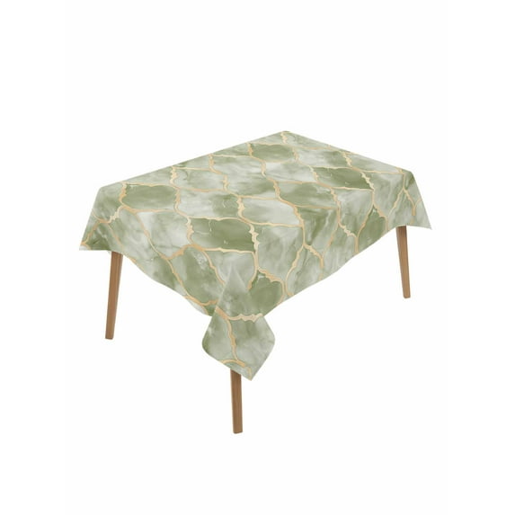 Sage Green Geometric Table Cloth, Modern Morocco Abstract Art Waterproof Tablecloth for Rectangle Tables, Reusable Washable Fabric Table Cover for Restaurant Kitchen Dining Tables 52"x70"