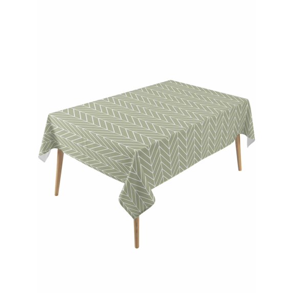 Sage Green Geometric Table Cloth, Waterproof Tablecloth for Rectangle Tables, Minimalism Solid Color Striped Lines Reusable Washable Fabric Table Cover for Restaurant Kitchen Dining Tables 60"x120"