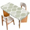 thumbnail image 1 of Sage Green Geometric Table Cloths for 6 Foot Rectangle Tables, Moroccan Chic Abstract Plaid Art Patio Waterproof Elastic Fitted Tablecloths, Washable Rectangular Table Cover for Camping, 1 of 8