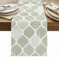 thumbnail image 1 of Sage Green Geometric Table Runner - 60 Inch Long, Kitchen Dining Table Runner Dresser Scarves, Moroccan Chic Abstract Plaid Art Farmhouse Decor for Coffee Tables Wedding Party Banquet, 1 of 8