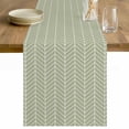 thumbnail image 1 of Sage Green Geometric Table Runner - 60 Inch Long Minimalism Solid Color Striped Lines Cotton and Linen Blended Dress Scarves Farmhouse Table Runner for Kitchen Dining, Coffee Table, 13" x 60", 1 of 8