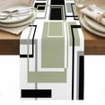 thumbnail image 1 of Sage Green Geometric Table Runner - 90 Inch Long, Kitchen Dining Table Runner Dresser Scarves, Black Gray Abstract Striped Art Farmhouse Decor for Coffee Tables Wedding Party Banquet, 1 of 8