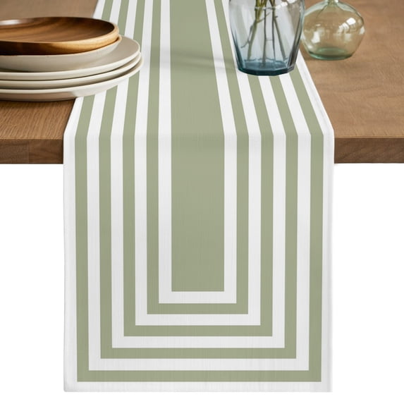 Sage Green Geometric Table Runner 90 Inches Long - Square Minimalist Modern Kitchen Dining Burlap Linen Tablerunner for Small/Round/Square/Wedding/Coffee/Dining Table Party Home Décor 13 x 90