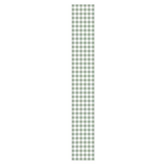 Sage Green Gingham Table Runner, Sage and White Checkered Runner for Table Centerpiece, Birthday Wedding Baby Shower Tabletop Decorations