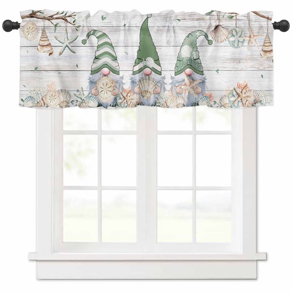 Sage Green Gnomes Valances for Windows Farmhouse Kitchen Curtains Valances Rod Pocket Valance Curtains for Kitchen Windows Eucalypus Coastal Anchor Retro Wood Window Valances for Bathroom 42"x18"