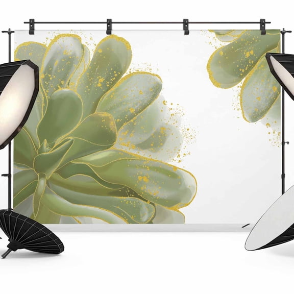 Sage Green Gold Backdrop for Photoshoot,Photography Photo Studio Background Wall Backdrop,Aesthetics Flower Boho Watercolor Art Back Drop Banner Panel for Portraits Wedding Party Live Streaming 7x5Ft