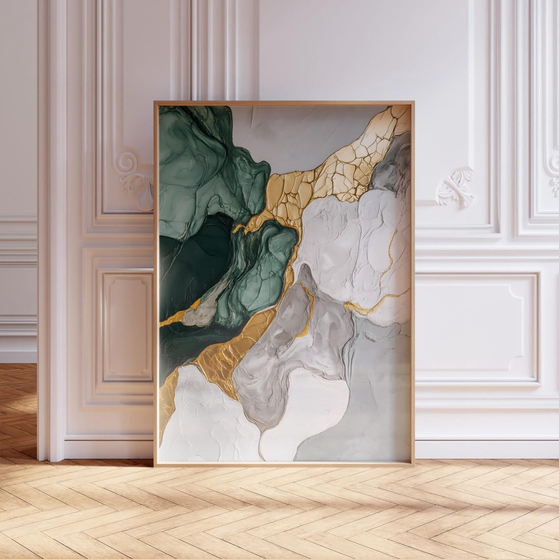 Sage Green Gold Japandi Abstract Wall Art, Unframed Paper Print Size ...