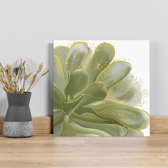 Sage Green Gold Wall Art Painting on Canvas, Aesthetics Flower Boho Watercolor Art Canvas Art Home Prints Wall Art Framed Modern Artwork for Living Room Bedroom Wall Decor 20x20in