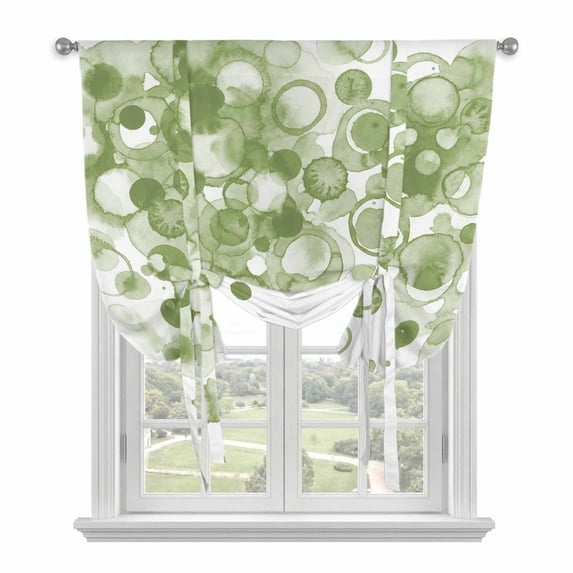 Sage Green Gradient Balloon Curtains for Living Room/French Door, Abstract Polka Dots Vintage Modern Art Tie Up Curtains 63 Inch Length Energy Saving Kitchen Curtains Shades for Windows 42"x63"