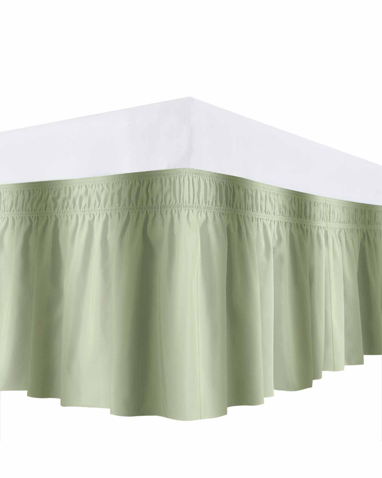 Sage Green Gradient Bed Skirt California King Size 16" Drop Abstract Texture Modern Simple Ruffled Wrap Around Bed Skirts Adjustable Elastic Bedskirt Dust Ruffle for California King Size Bed