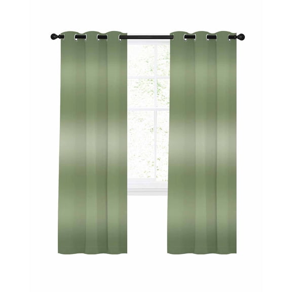 Sage Green Gradient Blackout Curtains for Bedroom Living Room, Minimalist Olive Green Ombre Modern Art 96 In Long Thermal Insulated Room Darkening Drapes Grommet Window Treatments, 52 x 96 In
