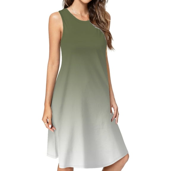 Sage Green Gradient Dress Loose Women'S Dress Beach Dresses With Pockets Dresses For Womens