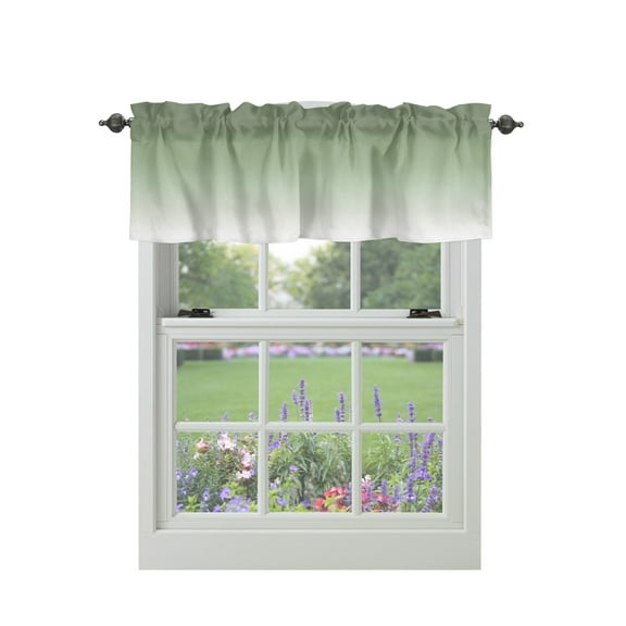 Sage Green Gradient Kitchen Valances for Windows Abstract Sage White Watercolor Valance Curtains for Kitchen /Living Room/Bedroom/ Bathroom Decor, 54"x18 " ,Rod Pocket 1 Panel,