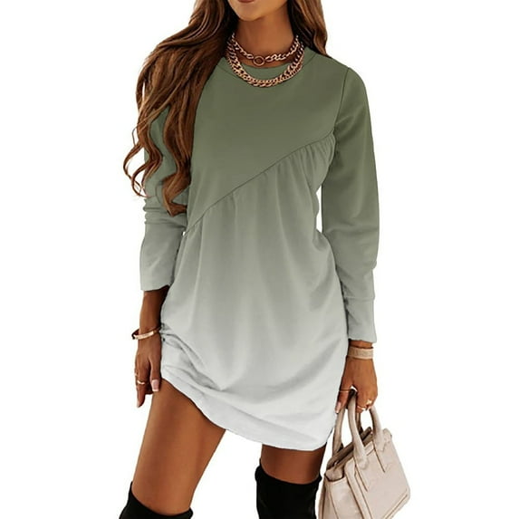 Sage Green Gradient Loose Dress Evening Dress Summer Dresses for Women Luxury Dress Long Sleeved Dress