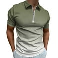 thumbnail image 1 of Sage Green Gradient Men Zipper T-shirt Summer Casual Short Sleeve T-shirt Top, 1 of 7