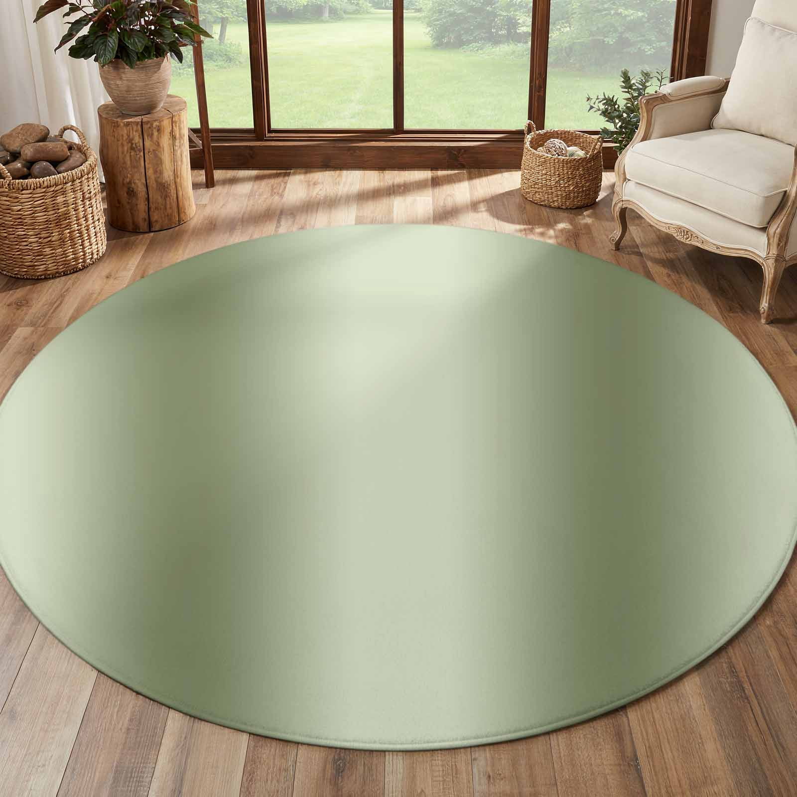 Sage Green Gradient Round Area Rug Living Room 7ft, Abstract Texture ...