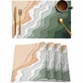 thumbnail image 1 of Sage Green Gradient Stripes Placemats Set of 4,Wipeable Washable Table Mats for Dining Tables,Summer Beach Place Mats for Kitchen Event Party Tabletop Decor, 1 of 7
