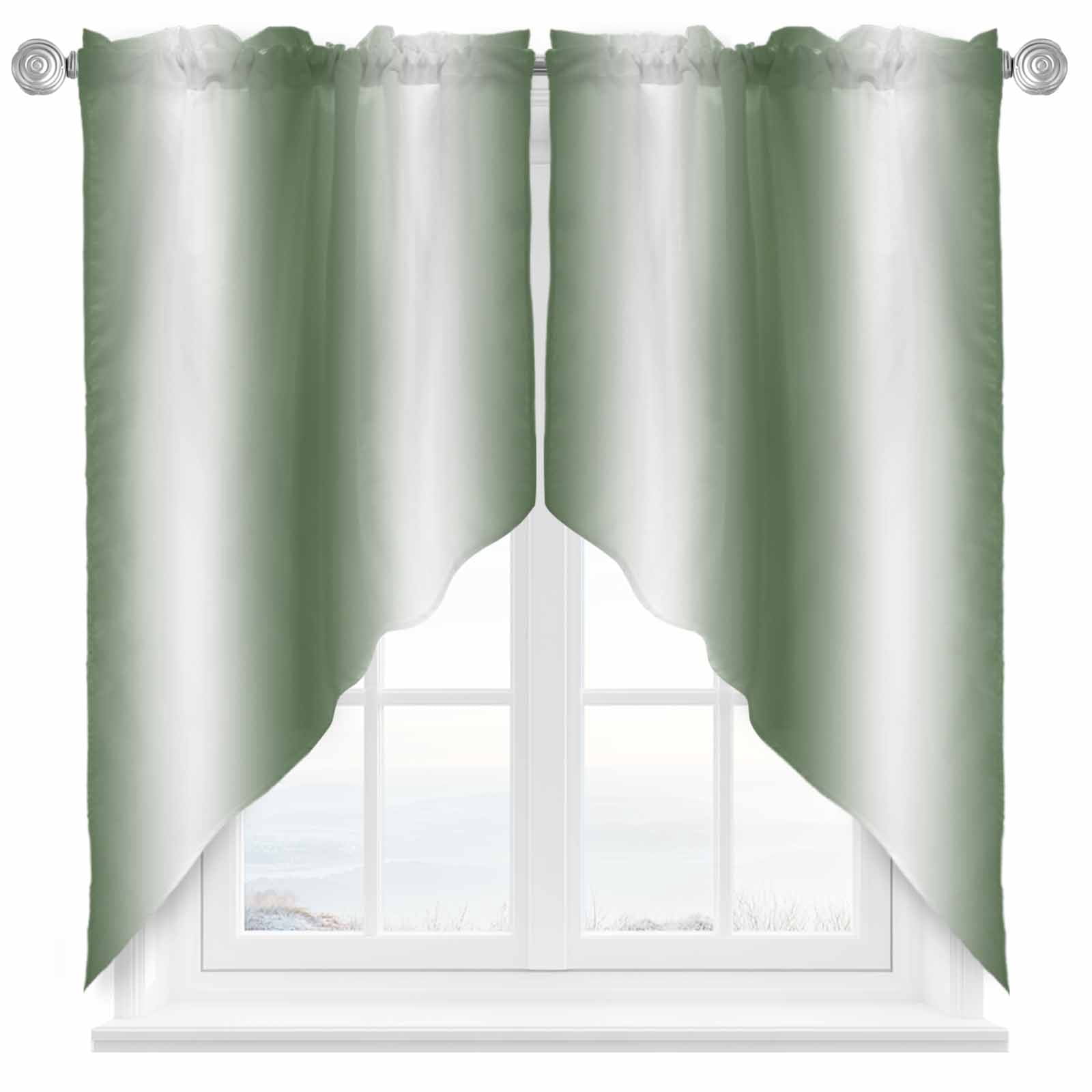 Curated visual reference: Gallery Detail: Sage Green Gradient Swag Curtain Valance For Windows Countryside Farmhouse