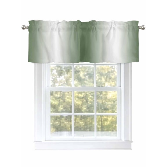 Sage Green Gradient Valances for Windows, Rod Pocket Kitchen Valance Curtains - Soft & Washable Small Window Treatment for Living Room,&nbsp;Bathroom, Abstract , 42x12 Inch, 1 Panel