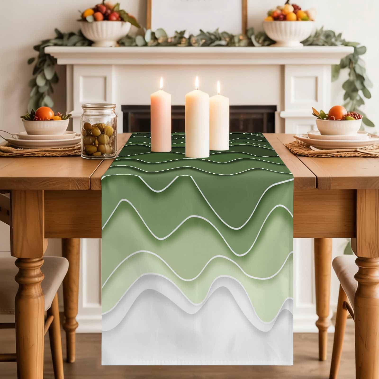 Sage Green Gradient Water Ripple Table Runner 70 Inches Long,Kitchen ...