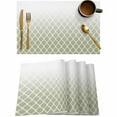 thumbnail image 1 of Sage Green Gradient White Grid Placemats Set of 4,Wipeable Washable Table Mats for Dining Tables,Line Abstract Geometric Place Mats for Kitchen Event Party Tabletop Decor, 1 of 7