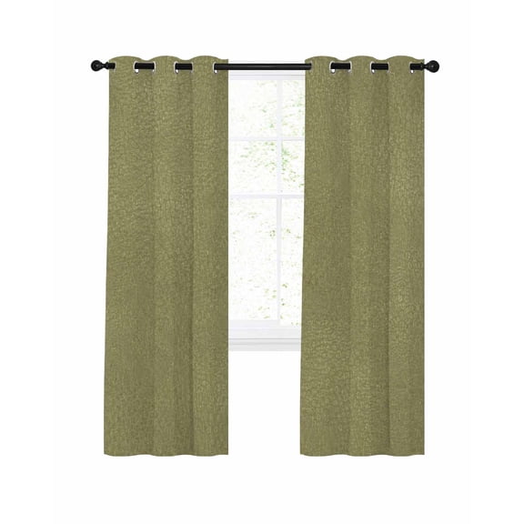 Sage Green Grain Texture Blackout Curtains 2 Panels Set Vintage Industrial Olive Solid Color Thermal Insulated Privacy Black Out Drapes Window Curtain for Living Room Bedroom 27.5 x 39 Inch