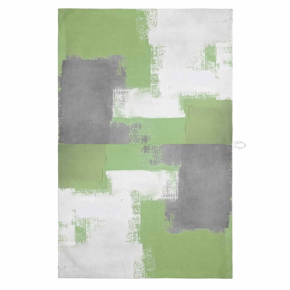 Sage Green Gray 1 Pack Kitchen Towel, Water Absorbent Dish Towel, Modern Oil Painting Abstract Geometric Decorative Hand Towels - Quick Drying Cloth for Cooking Baking, 18x28 Inch