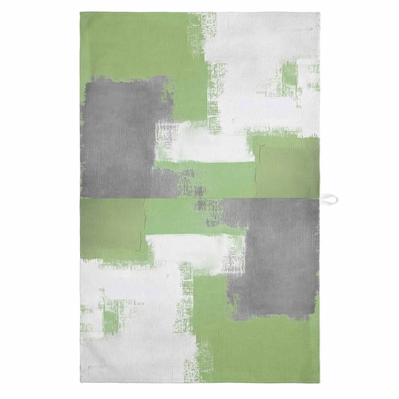 Sage Green Gray 1 Pack Kitchen Towel, Water Absorbent Dish Towel, Modern Oil Painting Abstract Geometric Decorative Hand Towels - Quick Drying Cloth for Cooking Baking, 18x28 Inch