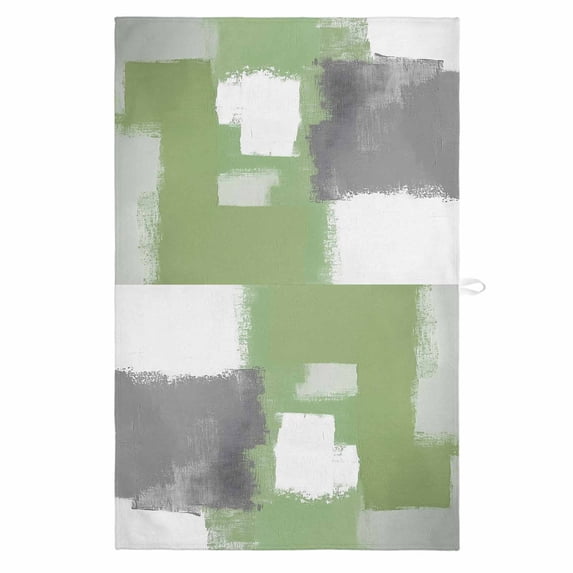 Sage Green Gray 1 Pack Kitchen Towel, Water Absorbent Dish Towel, Oil Painting Abstract Modern Geometric Decorative Hand Towels - Quick Drying Cloth for Cooking Baking, 18x28 Inch