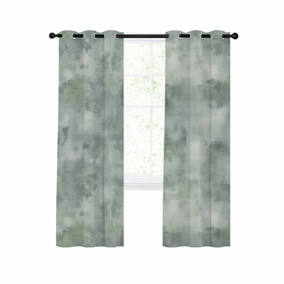 Sage Green Gray Blackout Curtains 84 Inches Long for Bedroom,Abstract Modern Street Painting Art Ombre Thermal Insulated Room Darkening Black Out Window Curtain Panels Grommet Drapes for Living Room
