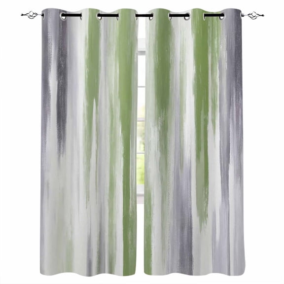 Sage Green Gray Blackout Curtains for Bedroom Living Room Darkening Curtains 84 Inch Length 2 Panels Set Gradient Country Abstract Aesthetic Window Curtain Window Treatment Grommet Drapes 52"x84"
