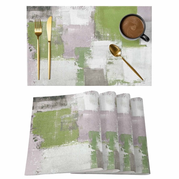 Sage Green Gray Block Placemats Set of 4 Abstract Art Place Mats Table Mats Kitchen Dining Home Outdoor Party Table Decoration