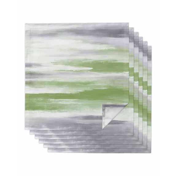 Sage Green Gray Cloth Napkins Set of 6 Reusable Dinner Napkins, Neutral Abstract White Ombre Texture Cocktail Napkin Washable Table Napkins for Wedding/Holiday Party/Baby Shower 20"x20"