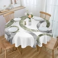 thumbnail image 1 of Sage Green Gray Geometric Round Tablecloth 60 Inch - Waterproof Fabric Table Cloth Protector, Modern Oil Painted Abstract Art Tablecloths Washable Table Cover for Kitchen Banquet Party, 1 of 6