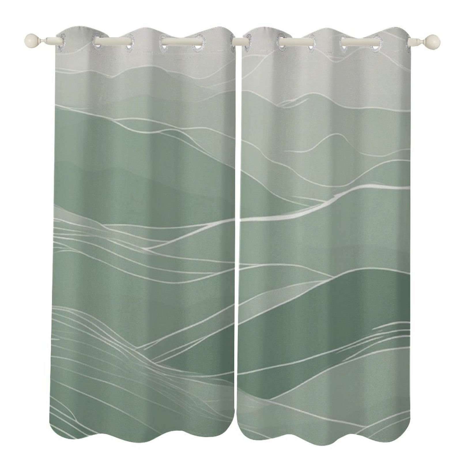 Sage Green Gray Gradient Curtains 2 Panels Set Blackout for Bedroom ...