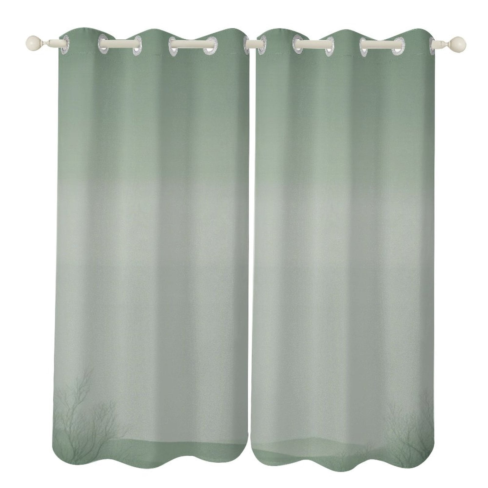 Sage Green Gray Gradient Curtains 2 Panels Set Blackout for Bedroom ...