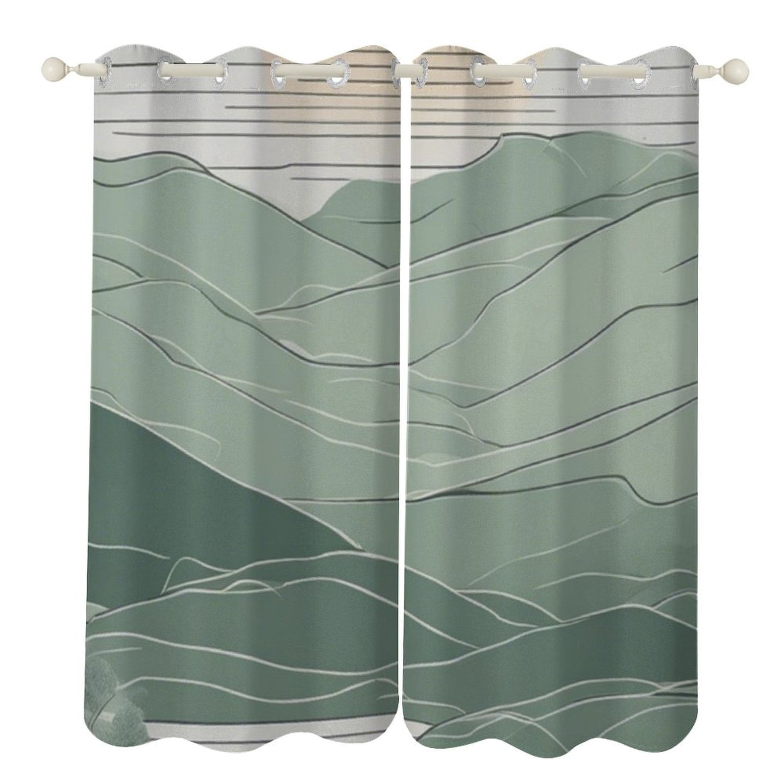 Sage Green Gray Gradient Curtains 2 Panels Set Blackout for Bedroom ...