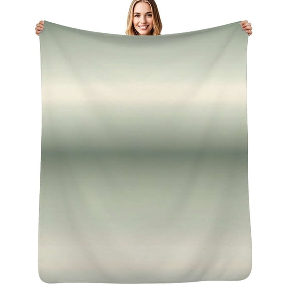 Sage Green Gray Gradient Flannel Blanket Warm Soft Bedding Throws Winter Camping Chair Sofa Bed