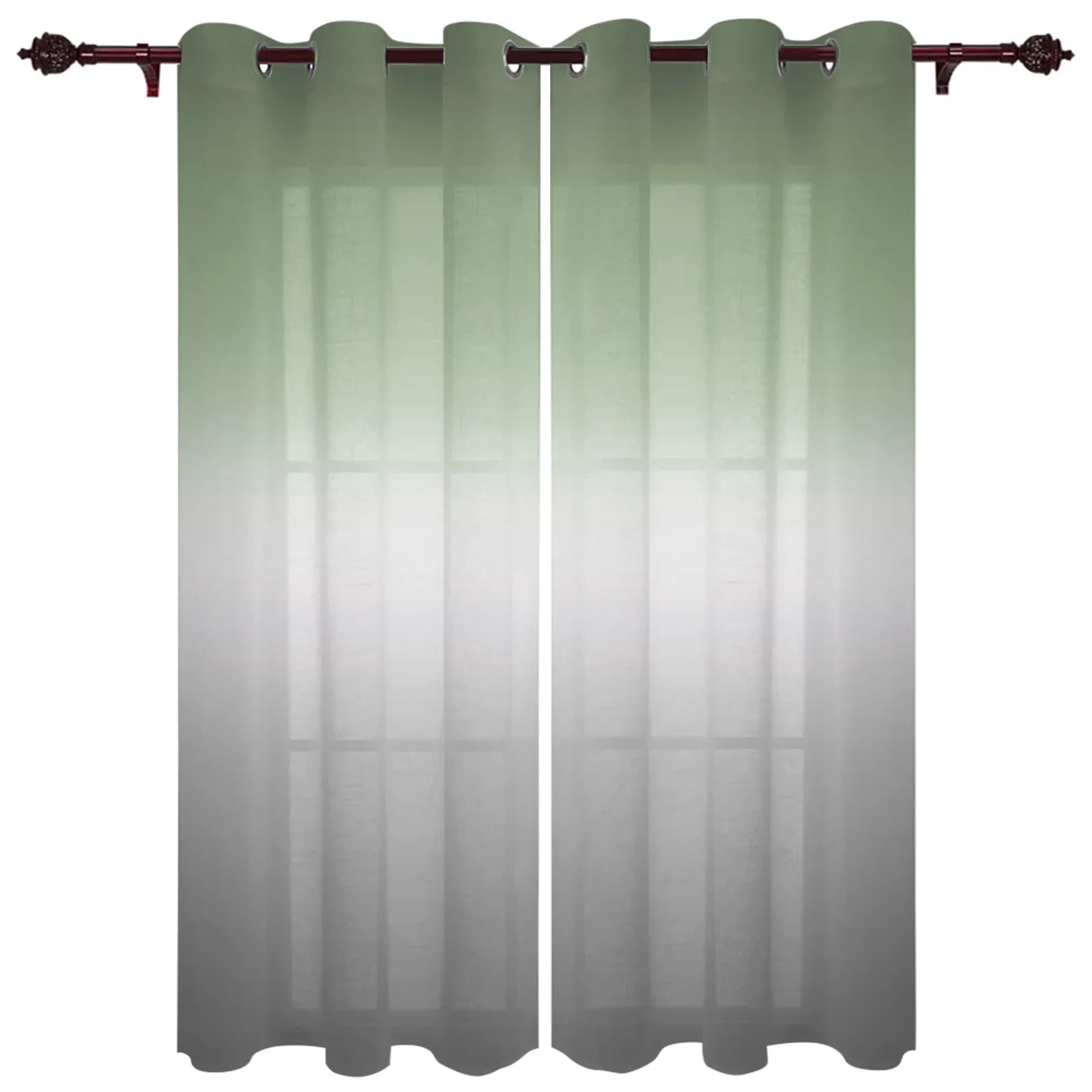 Sage Green Gray Gradient Window Curtains for Living Room Bedroom ...