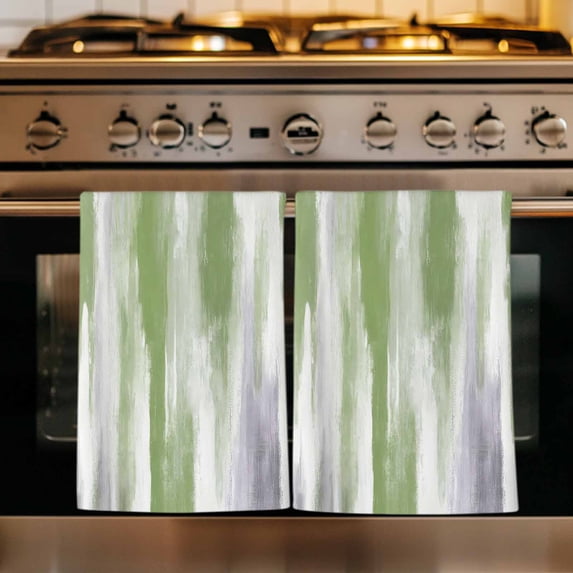Sage Green Gray Kitchen Towels Set of 4, Gradient Country Abstract Aesthetic Absorbent Dish Towels for Kitchen, Microfiber Hand Towel, Quick Drying Tea Towel for Cleaning Decorative Dishcloths