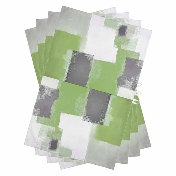 Sage Green Gray Kitchen Towels Set of 4, Water Absorbent Dish Towel, Abstract Oil Painting Geometric Modern Decorative Hand Towels - Quick Drying Cloth for Cooking Baking, 18x28 Inch