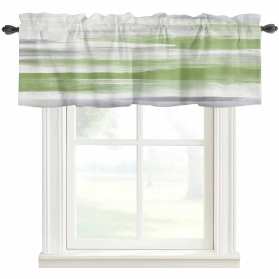 Sage Green Gray Kitchen Valances for Windows, Neutral Abstract White Ombre Texture Bathroom Window Valances 42x12 Inch Rod Pocket Window Treatments Valance Curtains for Living Room Bedroom Decor