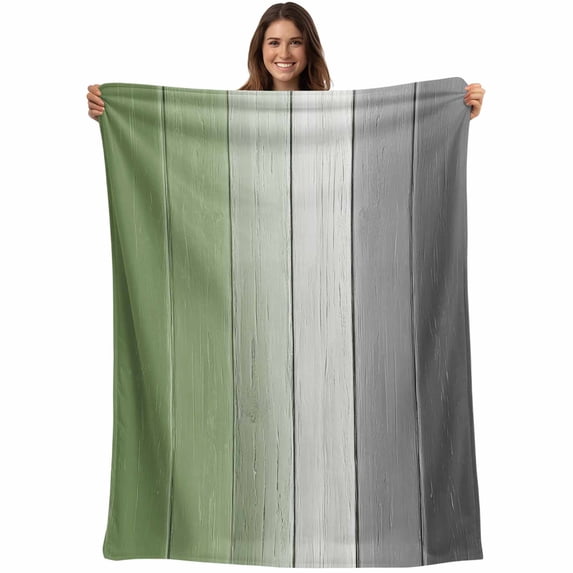 Sage Green Gray Ombre Blanket Soft Cozy Warm Throw Blanket for Couch, Plush Fuzzy Flannel Fleece Blankets for Sofa, Vintage Country Wooden Bed Blankets Lightweight Gifts for Women, 50"x60"