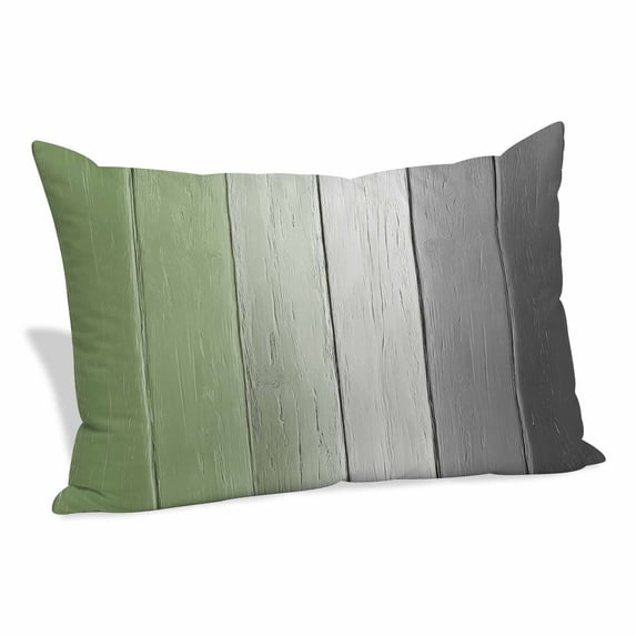 Sage Green Gray Ombre Pillow Covers 16"x24", Vintage Country Wooden Soft Brushed Microfiber Breathable Throw Pillow Covers, Decorative Pillowcase with Zipper for Couch Sofa Bedroom Living Room