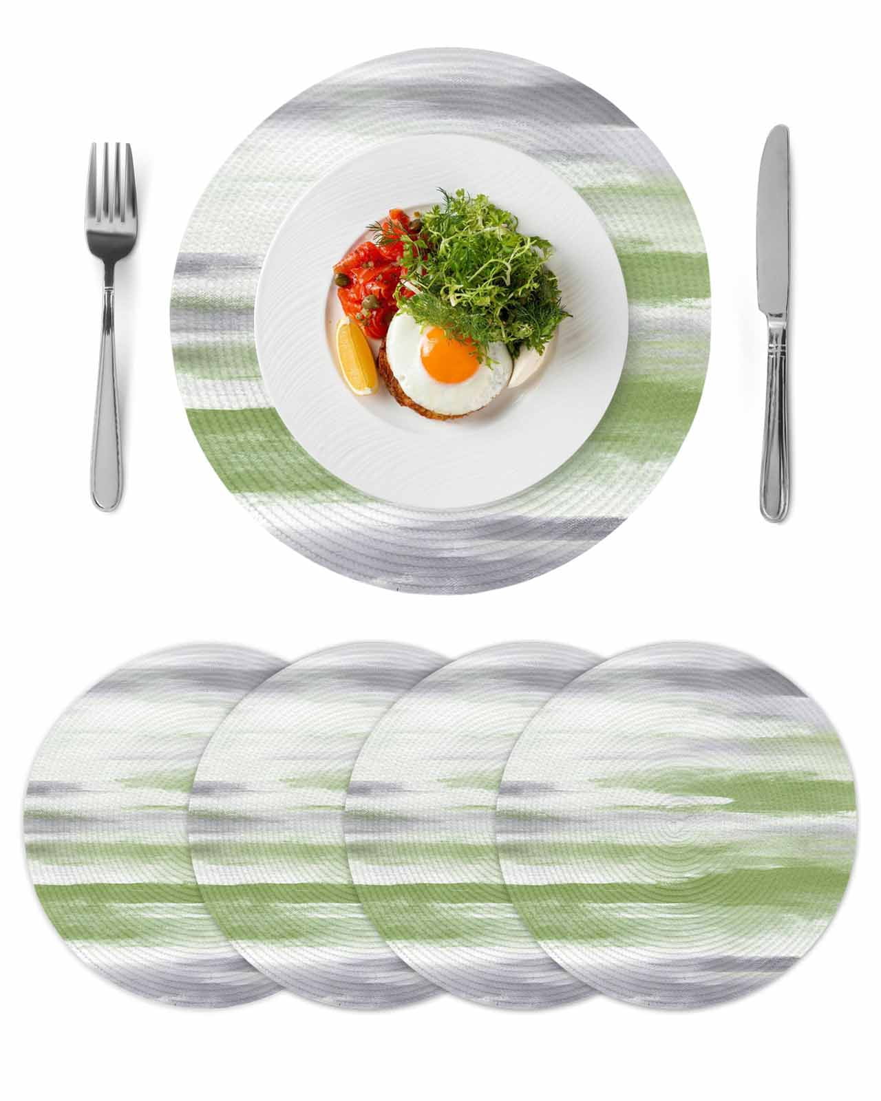Sage Green Gray Round Placemats Set of 4 for Dinning Tables,Heat-proof ...
