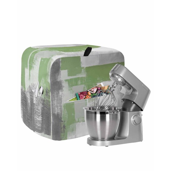 Sage Green Gray Stand Mixer Dust Cover with Storage Pocket & Handles,Oil Painting Geometric Abstract Modern Fits All Tilt Head & Bowl Lift Kitchen Appliance Cover Organizer Accessories,4.5-5 Quart