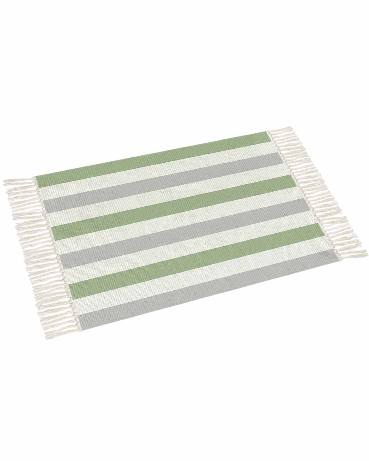 Horizontal Line Rug Sage Green Gray Stripes Bathroom Rug 2'x3', Woven Cotton Area Rug with ...